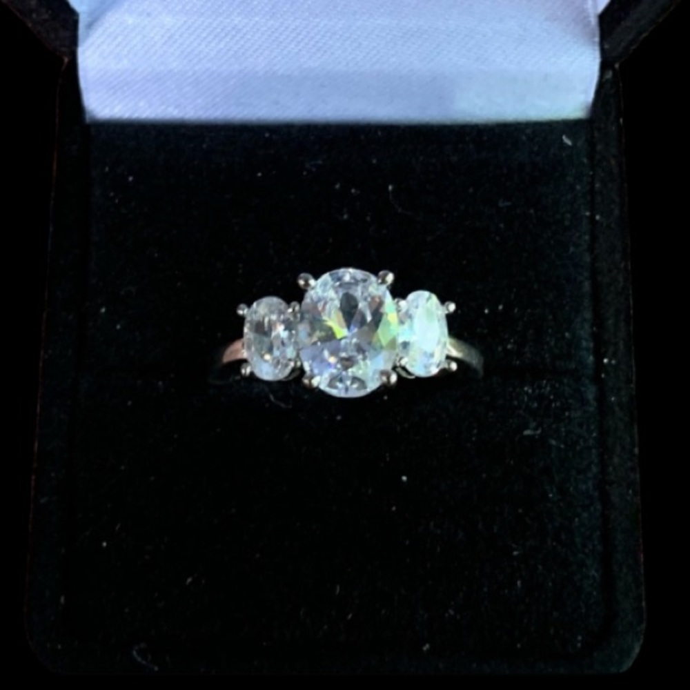 STERLING SILVER 3 OVAL STONE RING - Picture 7 of 10